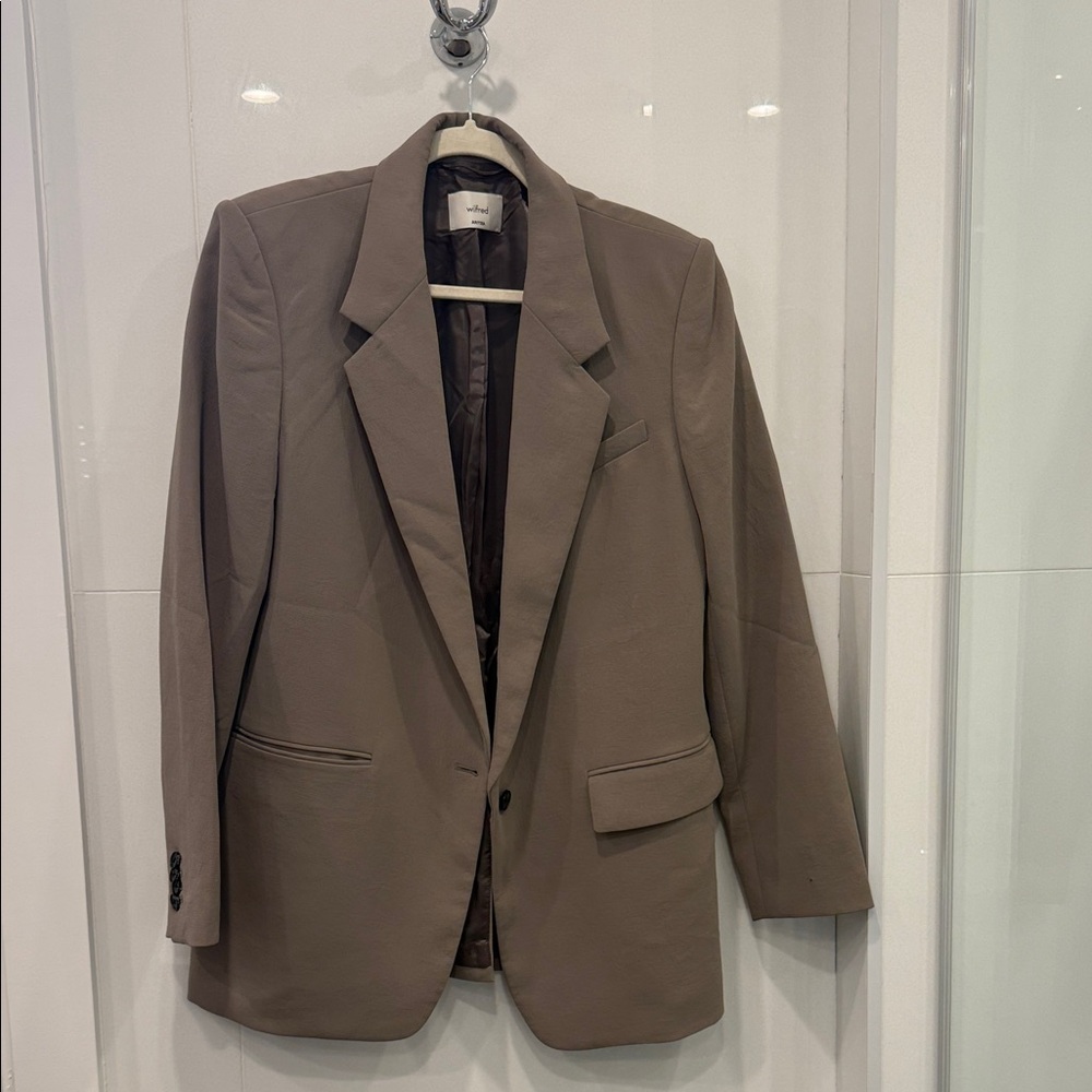 Aritzia Wilfred Satin-Lined Taupe Blazer